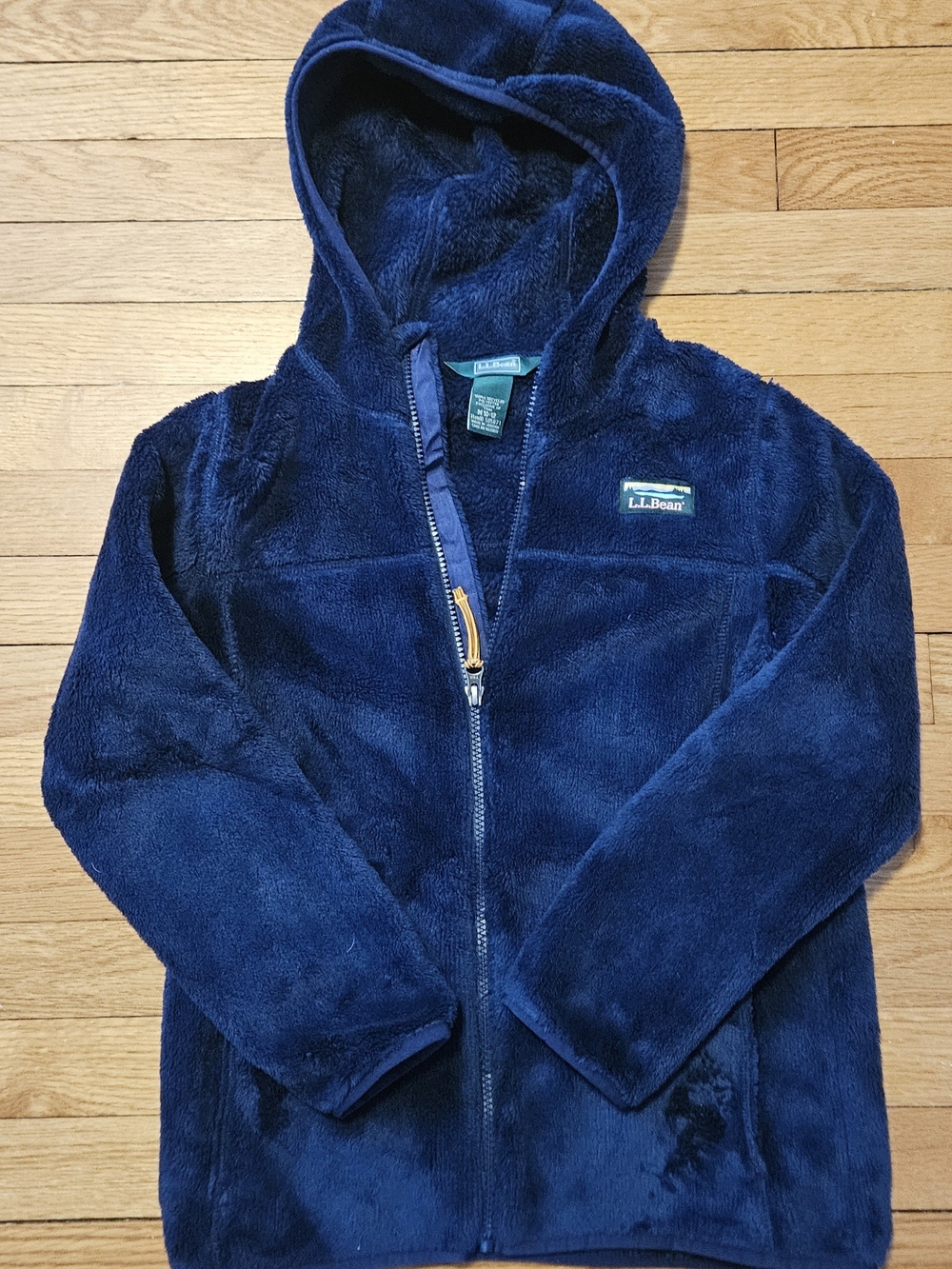 L.L. Bean Deep Navy Plush Hooded Zip Fleece